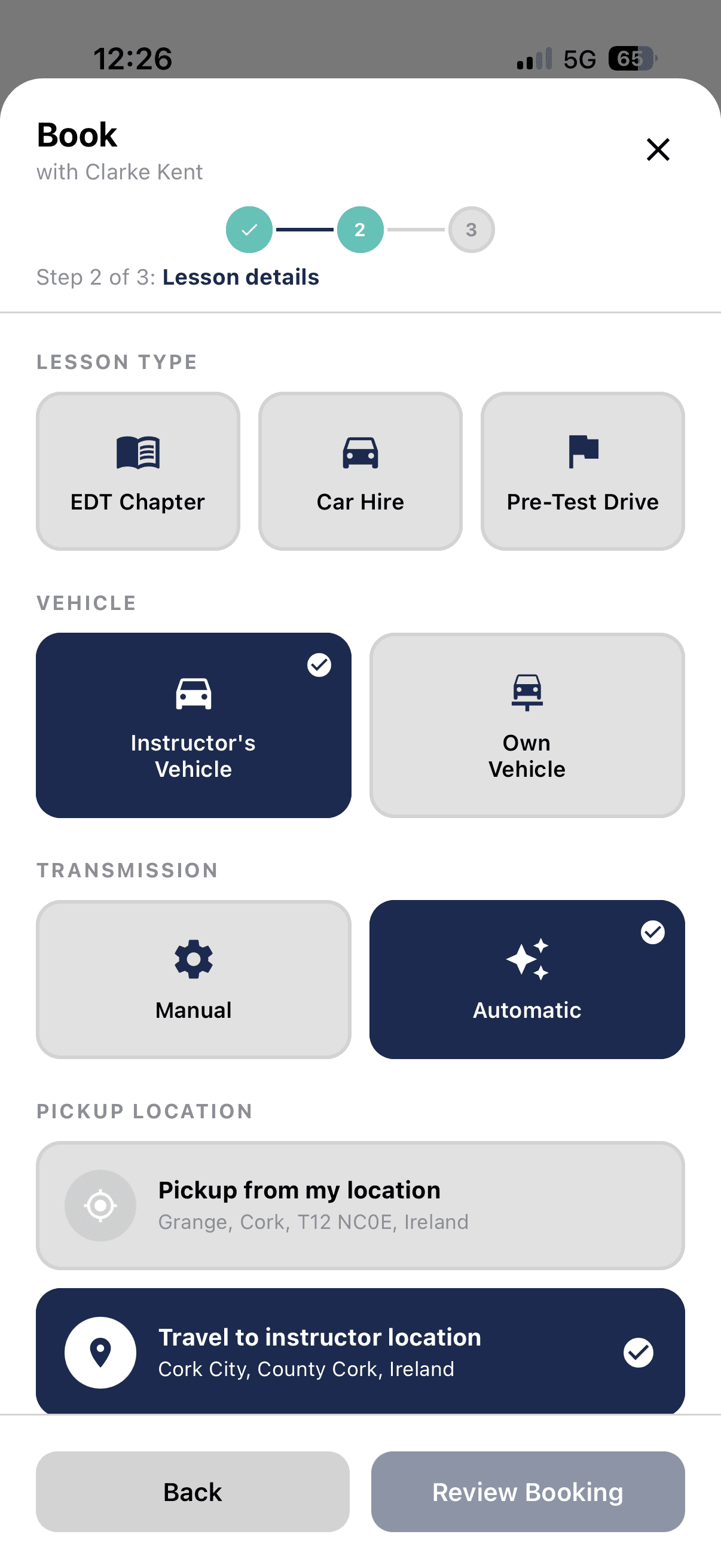 Easy bookings interface
